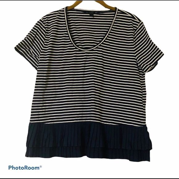 J Crew Pleated Chiffon-Hem Striped Shirt - Picture 3 of 5
